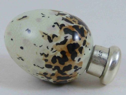 1886 sampson mordan novelty birds egg perfume scent bottle macintyre antique - CATEGORY: ANTIQUE CERAMICS - DATED VICTORIAN