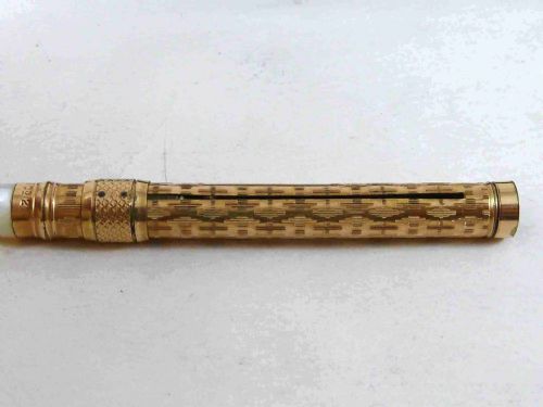 AIKIN LAMBERT BOXED ROLLED GOLD MOP INK DIP PEN RETRACTABLE MOTHER OF PEARL ANTIQUE - ADDITIONAL PHOTO 3