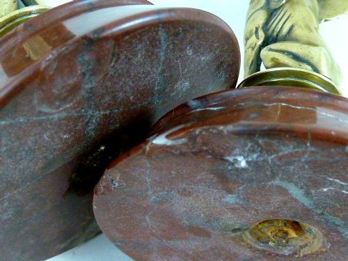 EGYPTIAN REVIVAL SPHINX CANDLESTICKS RED MARBLE FRENCH SPHYNX VICTORIAN - ADDITIONAL PHOTO 7