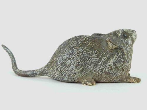 AUSTRIAN COLD PAINTED BRONZE MOUSE LIFESIZE FIGURE VIENNA BERGMANN - ADDITIONAL PHOTO 1