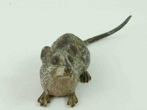 AUSTRIAN COLD PAINTED BRONZE MOUSE LIFESIZE FIGURE VIENNA BERGMANN - ADDITIONAL PHOTO 2