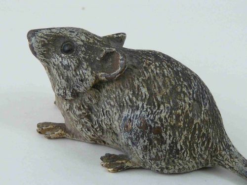 AUSTRIAN COLD PAINTED BRONZE MOUSE LIFESIZE FIGURE VIENNA BERGMANN - ADDITIONAL PHOTO 3