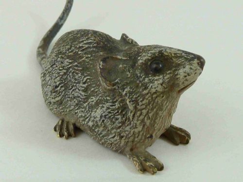 AUSTRIAN COLD PAINTED BRONZE MOUSE LIFESIZE FIGURE VIENNA BERGMANN - ADDITIONAL PHOTO 4