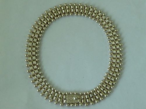 VICTORIAN SOLID SILVER COLLAR LINK CHAIN FRINGE NECKLACE BEAD CLASP STERLING - ADDITIONAL PHOTO 3
