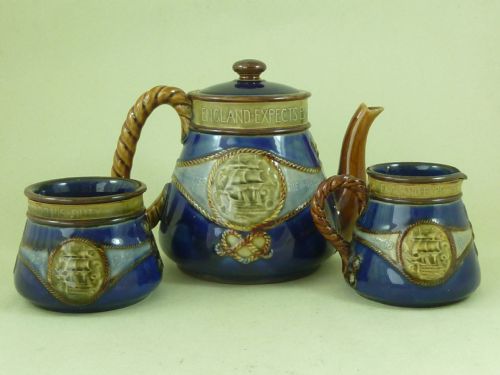 1905 ADMIRAL LORD NELSON COMMEMORATIVE TEA SET ROYAL DOULTON STONEWARE - ADDITIONAL PHOTO 1