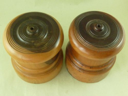 LARGE TURNED LIGNUM VITAE STRING HOLDER DISPENSER BARREL TREEN NEAR PAIR - ADDITIONAL PHOTO 2