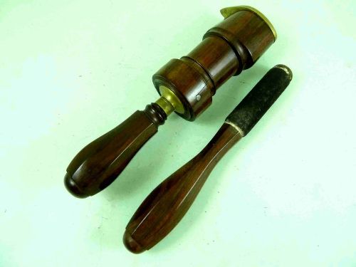 rosewood brass gun loading tool 16 bore cartridge hunting shooting accessory - CATEGORY: ANTIQUE MISCELLANEOUS - DATED 1910