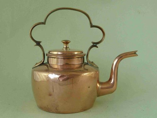 112 PINT SMALL ENGLISH GEORGIAN COPPER KETTLE C SCROLL ONE PIECE HANDLE - ADDITIONAL PHOTO 1