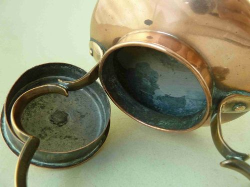 112 PINT SMALL ENGLISH GEORGIAN COPPER KETTLE C SCROLL ONE PIECE HANDLE - ADDITIONAL PHOTO 6