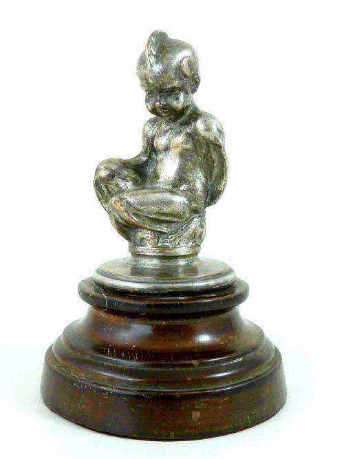 french car mascot water boy silver plate bronze eros art deco - CATEGORY: ANTIQUE SILVER - DATED 1920