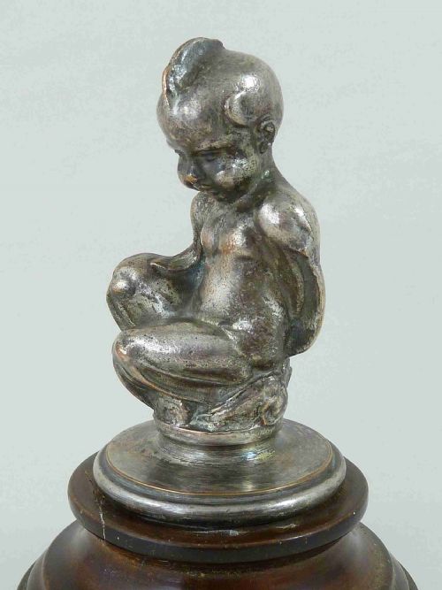 FRENCH CAR MASCOT WATER BOY SILVER PLATE BRONZE EROS ART DECO - ADDITIONAL PHOTO 2