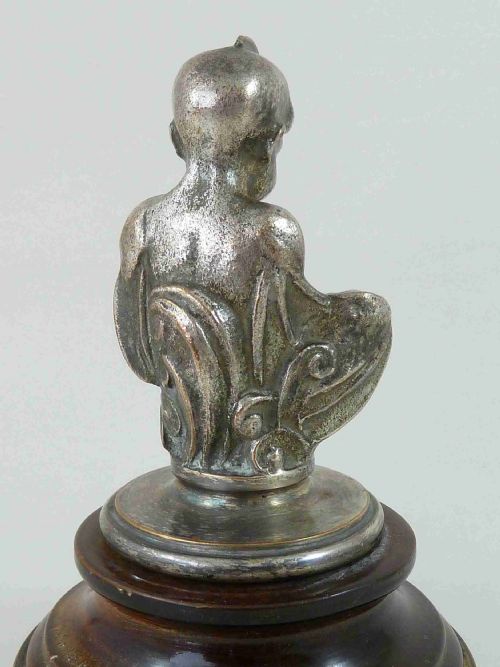 FRENCH CAR MASCOT WATER BOY SILVER PLATE BRONZE EROS ART DECO - ADDITIONAL PHOTO 3