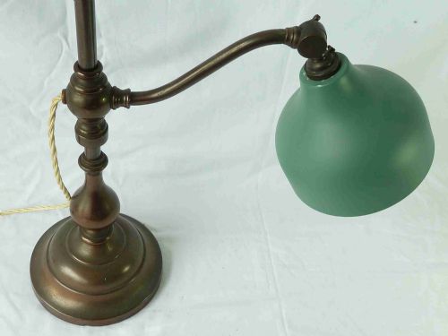 HEAVY BRASS RISE AND FALL TABLE LAMP DESK STUDENT VINTAGE - ADDITIONAL PHOTO 2