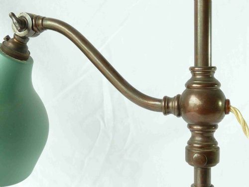 HEAVY BRASS RISE AND FALL TABLE LAMP DESK STUDENT VINTAGE - ADDITIONAL PHOTO 3