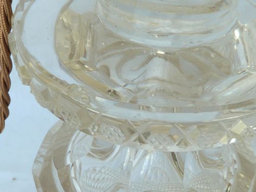 ENGLISH REGENCY CUT CRYSTAL GLASS COLUMN ELECTRIC TABLE LAMP - ADDITIONAL PHOTO 5