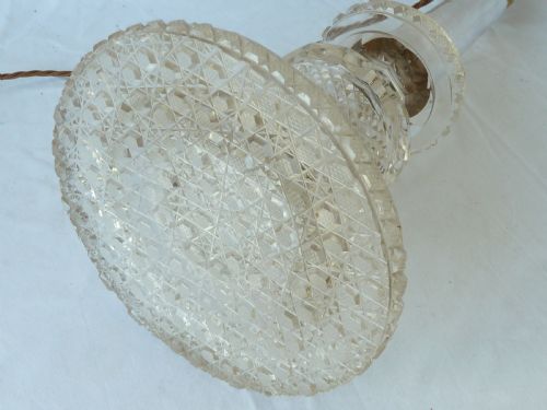 ENGLISH REGENCY CUT CRYSTAL GLASS COLUMN ELECTRIC TABLE LAMP - ADDITIONAL PHOTO 6