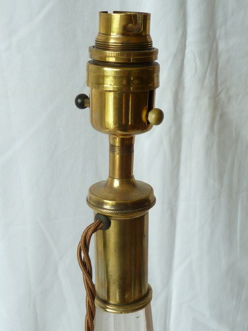 ENGLISH REGENCY CUT CRYSTAL GLASS COLUMN ELECTRIC TABLE LAMP - ADDITIONAL PHOTO 2