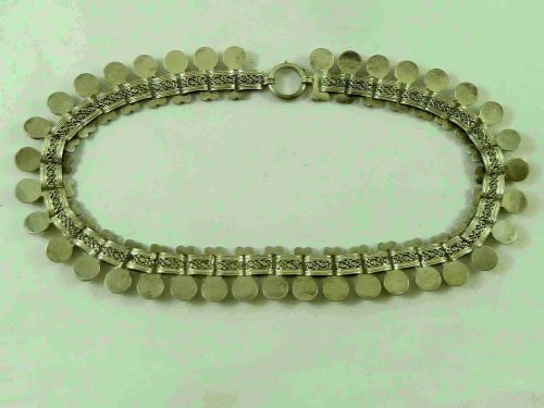 VICTORIAN SOLID STERLING SILVER COLLAR PIERCED FLORAL BOX LINK CHAIN FRINGE NECKLACE BEAD - ADDITIONAL PHOTO 3