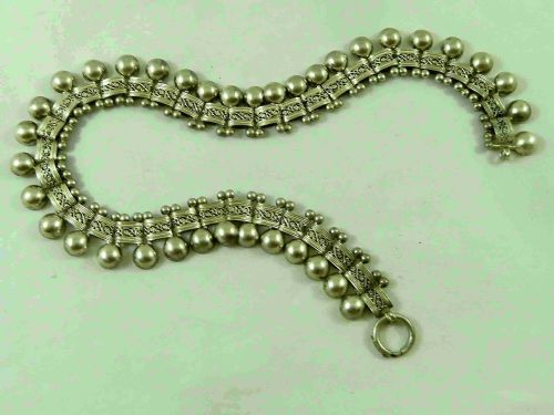 VICTORIAN SOLID STERLING SILVER COLLAR PIERCED FLORAL BOX LINK CHAIN FRINGE NECKLACE BEAD - ADDITIONAL PHOTO 4