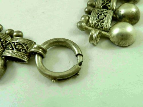 VICTORIAN SOLID STERLING SILVER COLLAR PIERCED FLORAL BOX LINK CHAIN FRINGE NECKLACE BEAD - ADDITIONAL PHOTO 5