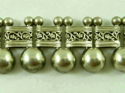 VICTORIAN SOLID STERLING SILVER COLLAR PIERCED FLORAL BOX LINK CHAIN FRINGE NECKLACE BEAD - ADDITIONAL PHOTO 6