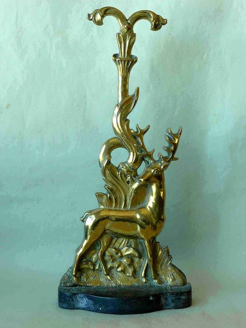 victorian brass stag cast iron door stop deer - CATEGORY: ANTIQUE MISCELLANEOUS - DATED 1880