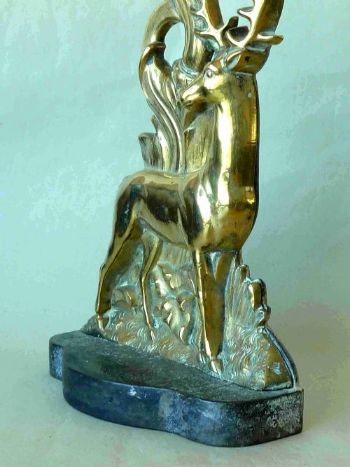 VICTORIAN BRASS STAG CAST IRON DOOR STOP DEER - ADDITIONAL PHOTO 5