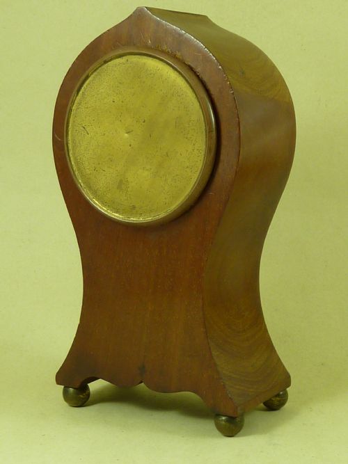 ART NOUVEAU MAHOGANY INLAID BALLOON MANTLE CLOCK FRENCH 8 DAY - ADDITIONAL PHOTO 4