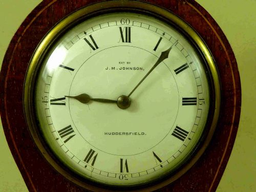 ART NOUVEAU MAHOGANY INLAID BALLOON MANTLE CLOCK FRENCH 8 DAY - ADDITIONAL PHOTO 3