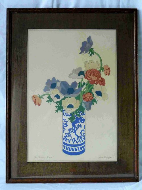 original hall thorpe signed 'the chinese vase' woodcut print 1926 - CATEGORY: ANTIQUE ART - DATED 1920