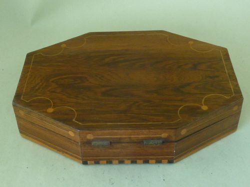 REGENCY SEA SHELL DISPLAY BOX VALENTINE INLAID ROSEWOOD ANTIQUE - ADDITIONAL PHOTO 3