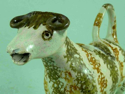 YORKSHIRE STAFFORDSHIRE PEARLWARE HOBBLED COW CREAMER MILKMAID FIGURE FLAT BASE - ADDITIONAL PHOTO 2