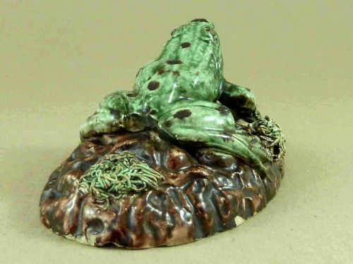 RARE PALISSY STYLE MAJOLICA FROG PORTUGUESE UNMARKED POTTERY CUNHA MAFRA - ADDITIONAL PHOTO 4