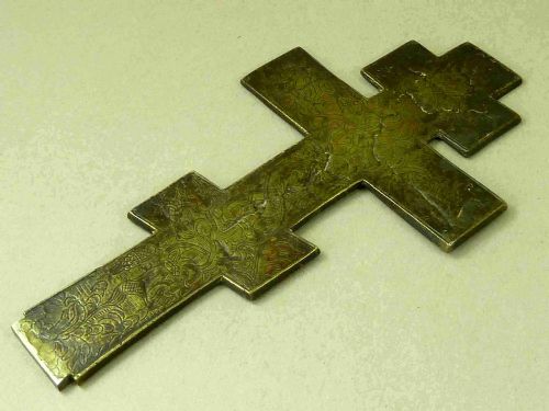 RUSSIAN ORTHODOX ENAMEL BRASS CRUCIFIXION CROSS ICON MOURNERS SERPHIM - ADDITIONAL PHOTO 1