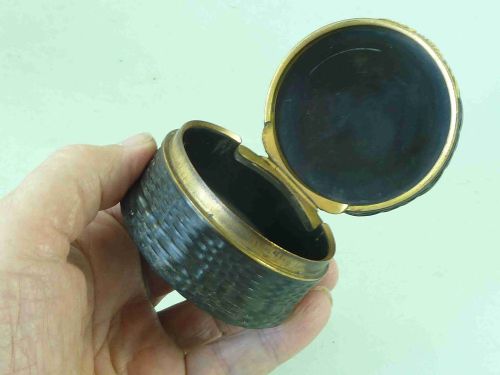 GEORGIAN ROSE ENGINE TURNED HORN SNUFF BOX COPPER GILT GOLD - ADDITIONAL PHOTO 4