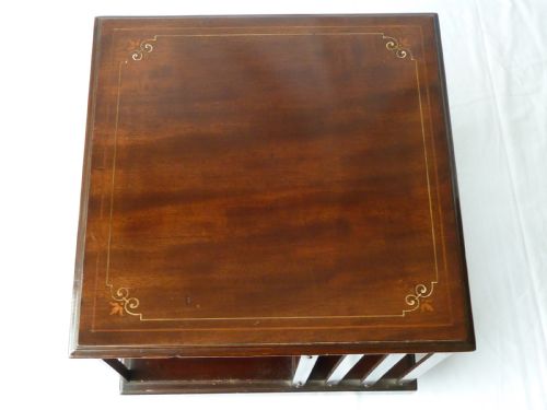 REVOLVING BOOKCASE EDWARDIAN INLAID MAHOGANY - ADDITIONAL PHOTO 2