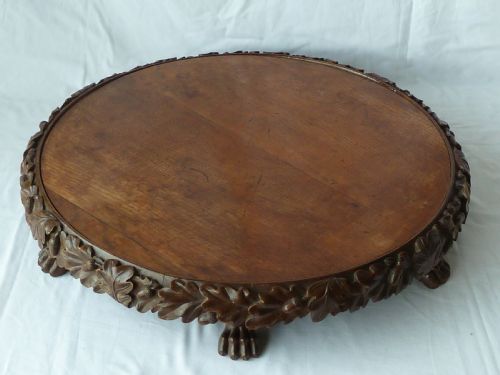 victorian english country house carved oak lazy susan - CATEGORY: ANTIQUE MISCELLANEOUS - DATED 1860