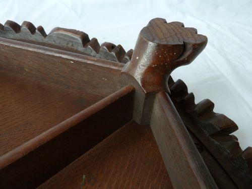 VICTORIAN ENGLISH COUNTRY HOUSE CARVED OAK LAZY SUSAN - ADDITIONAL PHOTO 7