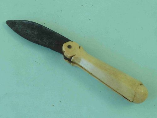 INDIAN MANUSCRIPT CHETTIAR PALM LEAF BOOKKEEPERS KNIFE ANTLER SCRIBES CHIT TALLY ANTIQUE - ADDITIONAL PHOTO 1