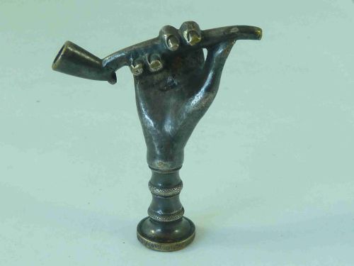 english georgian pipe tamper silvered brass hand holding clay tobacco antique - CATEGORY: ANTIQUE METAL - DATED GEORGIAN