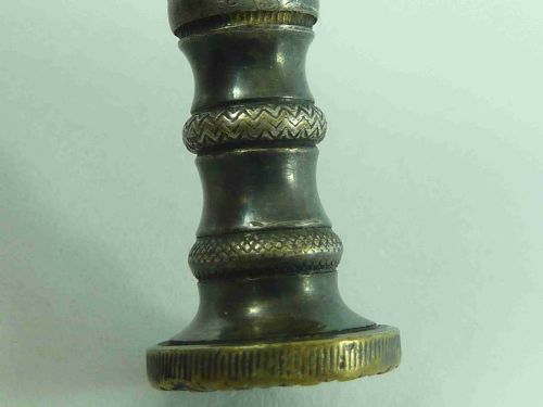 ENGLISH GEORGIAN PIPE TAMPER SILVERED BRASS HAND HOLDING CLAY TOBACCO ANTIQUE - ADDITIONAL PHOTO 4