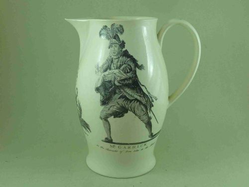 large printed creamware pottery jug pitcher antique shakespeare garrick - CATEGORY: ANTIQUE JUGS - DATED GEORGIAN