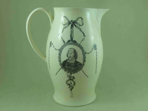 LARGE PRINTED CREAMWARE POTTERY JUG PITCHER ANTIQUE SHAKESPEARE GARRICK - ADDITIONAL PHOTO 1
