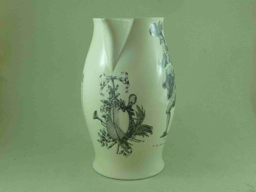 LARGE PRINTED CREAMWARE POTTERY JUG PITCHER ANTIQUE SHAKESPEARE GARRICK - ADDITIONAL PHOTO 2