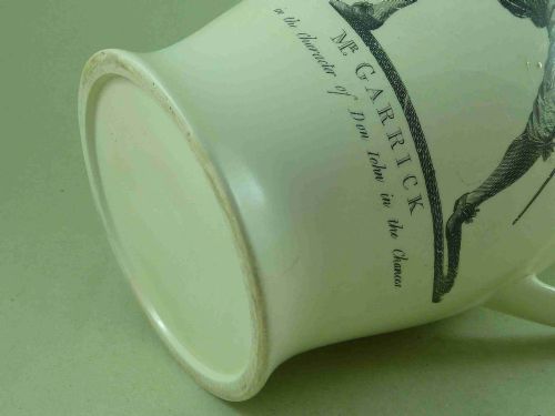 LARGE PRINTED CREAMWARE POTTERY JUG PITCHER ANTIQUE SHAKESPEARE GARRICK - ADDITIONAL PHOTO 5