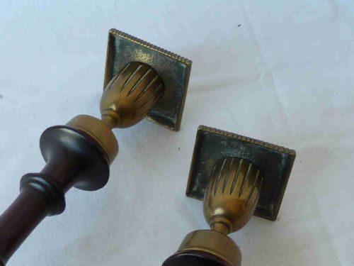 PAIR TALL GEORGIAN STYLE MAHOGANY BRASS CANDLESTICKS - ADDITIONAL PHOTO 3