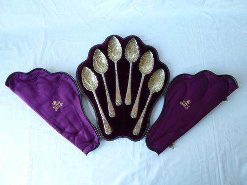 royalty hrh queen victoria engraved christmas gift sterling silver boxed spoons - CATEGORY: ANTIQUE SILVER - DATED VICTORIAN