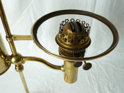 VICTORIAN BRASS OIL LAMP STUDENT LIBRARY STUDY OFFICE ARGAND DUPLEX - ADDITIONAL PHOTO 4