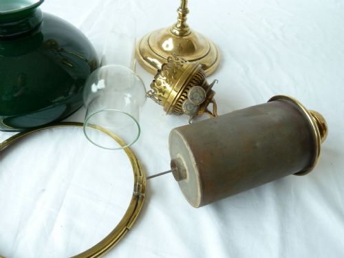 VICTORIAN BRASS OIL LAMP STUDENT LIBRARY STUDY OFFICE ARGAND DUPLEX - ADDITIONAL PHOTO 7