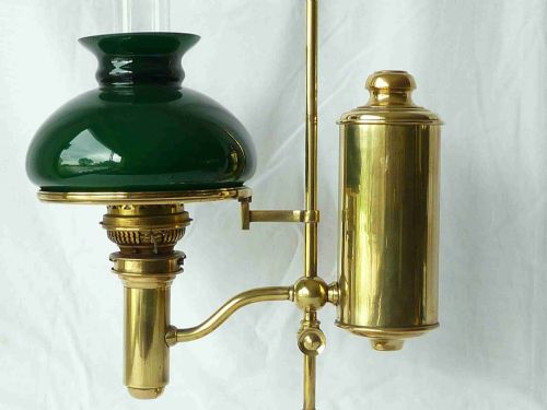 VICTORIAN BRASS OIL LAMP STUDENT LIBRARY STUDY OFFICE ARGAND DUPLEX - ADDITIONAL PHOTO 2